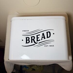 White Metal Bread Box Farmhouse Kitchen Storage Bin Rustic Countertop Decor 12"